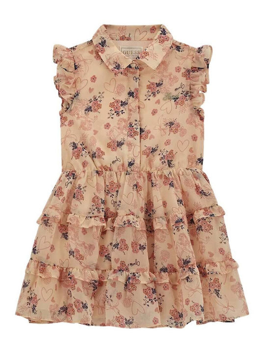 Guess Mädchen Kleid Blumen Romantic Pink