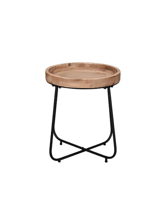 Round Side Table Jil Natural-black 40- L52xW52xH48cm