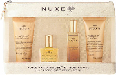 Nuxe Hautpflegeset für Feuchtigkeitsspendend & Aufhellung mit Schaumbad , Körpercreme & Haaröl 30ml