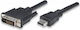 Techly Cable DVI-D male - HDMI male 5m Μαύρο (ICOC-HDMI-D-045)