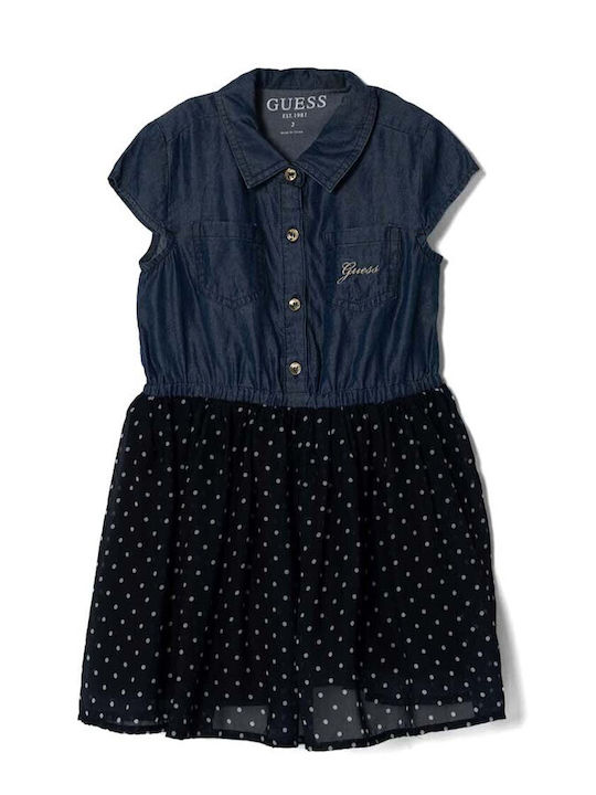 Guess Kids Dress Polka Dot Short Sleeve BLUE K4...