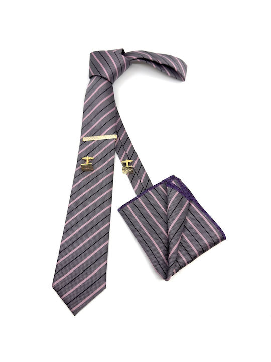 Legend Accessories Men's Tie Set Printed in Purple Color