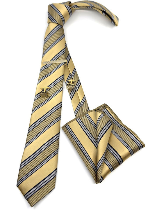 Legend Accessories Herren Krawatten Set Gedruckt in Gold Farbe