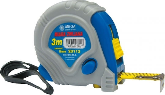 Mega Tape Measure with Auto-Rewind 16mm x 3m