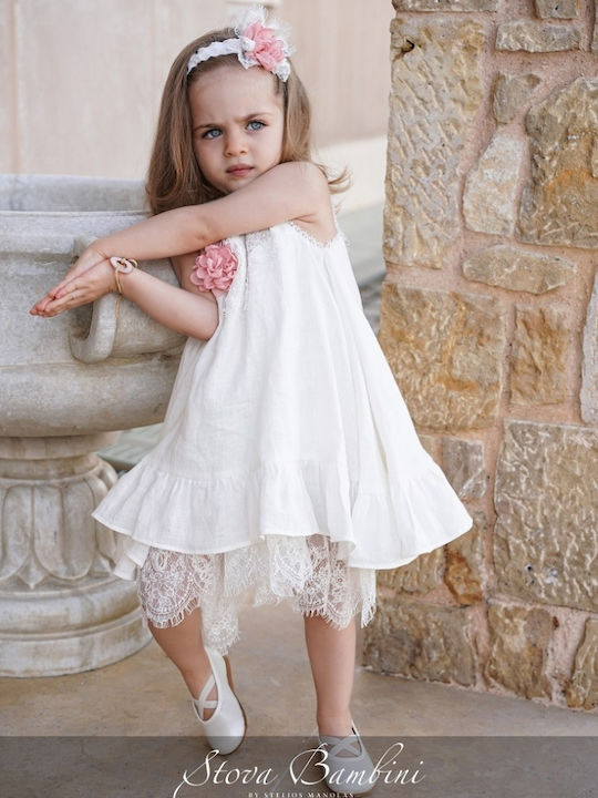 Stova Bambini Rochie De Botez Ecru Din Dantelă