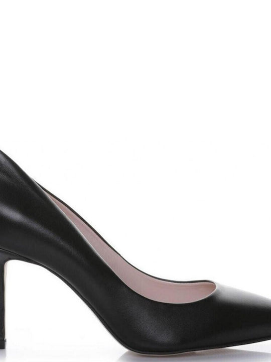 FM Leather Pointed Toe Stiletto Black High Heels