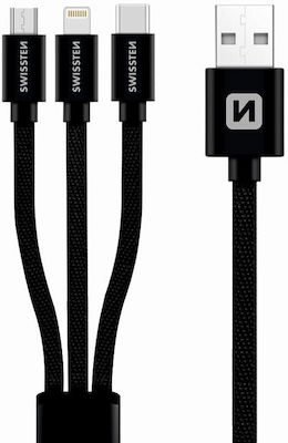 Swissten USB to Lightning / Type-C / micro USB 1.2m Cable (72501101)