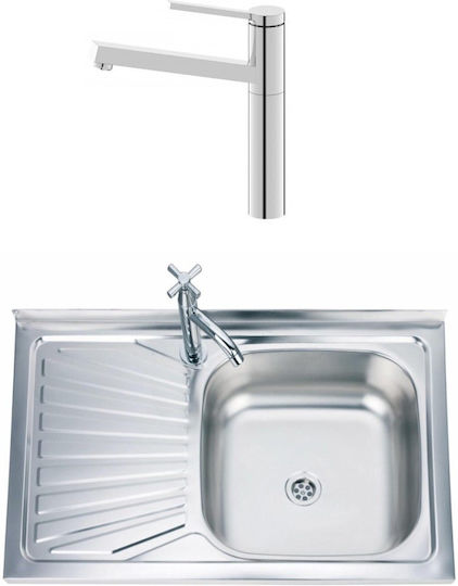 Inter Ceramic Alpaca Ένθετος Νεροχύτης Inox Μ80xΠ50cm Ασημί