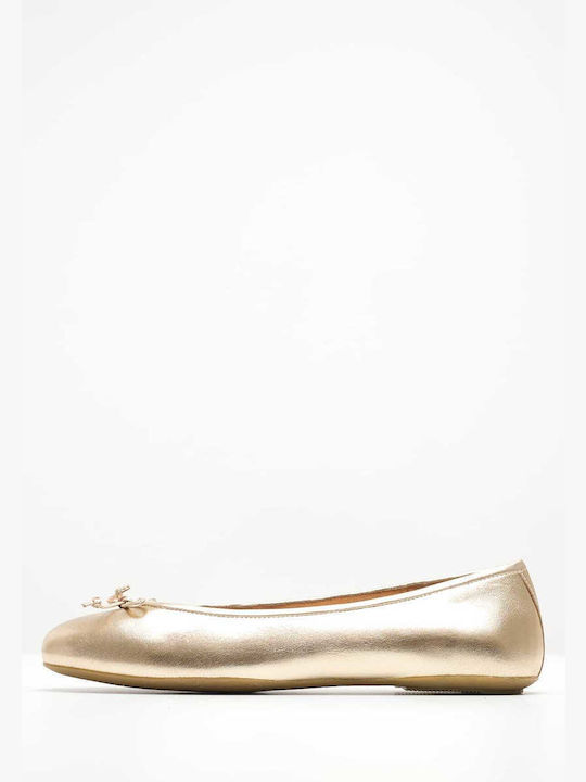 Geox Lederne Damen Ballerinas in Gold Farbe