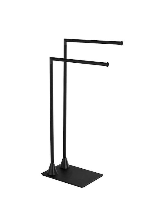 Wenko Single Wall-Mounted Bathroom Freestanding Coat Rack ​78.5x78.5cm Black