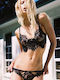 Merry See Lace Underwear Set with Bra & String Black
