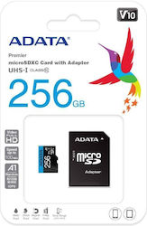 Adata Premier microSDXC 256GB Clasa 10 U1 V10 A1 UHS-I cu adaptor