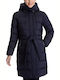 Women's Short Puffer Jacket for Winter Blue