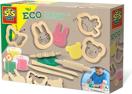 Ses Creative Πλαστελίνη - Παιχνίδι Eco Dough with Wooden Tools για 3+ Ετών, 3τμχ