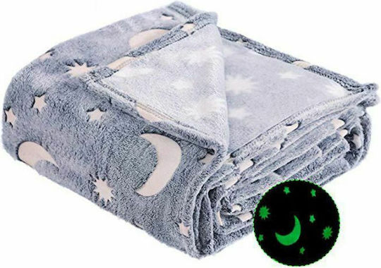 Κουβέρτα Fleece Φωσφορίζουσα Μωβ 130x155εκ.