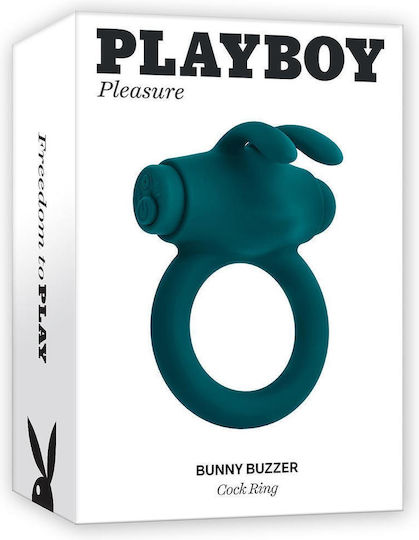Playboy Bunny Buzzer Вибриращ Пръстен Петел Силикон Зелен