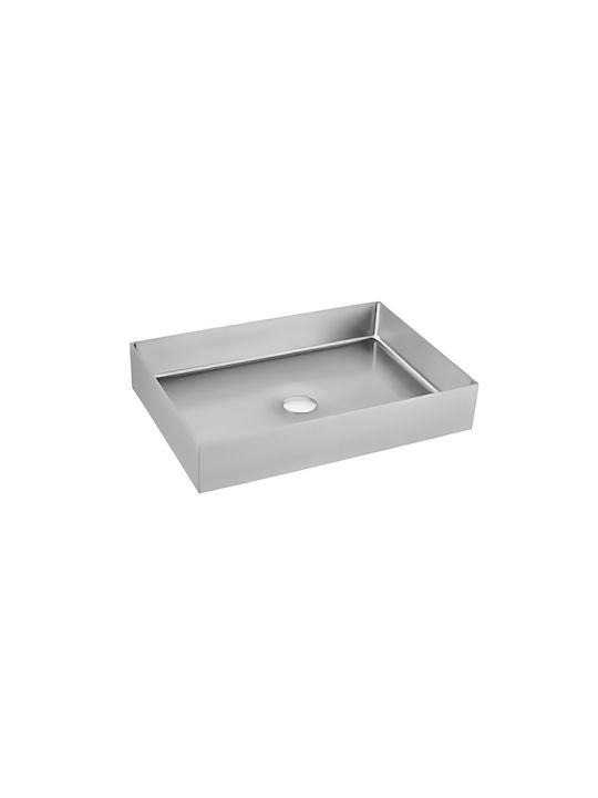 Tema Επικαθήμενος Νιπτήρας Inox 55x38x10cm Brushed Inox