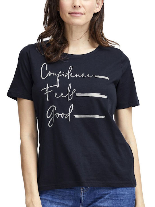 Fransa Damen T-Shirt Blue Navy