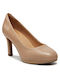 Leather Beige Heels Court