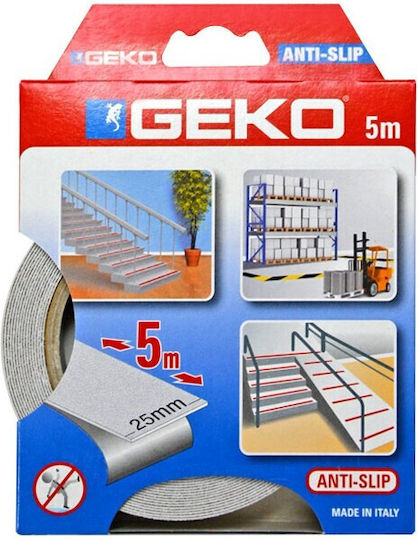 Geko Anti-slip Αυτοκόλλητη Αντιολισθητική Ταινία Λευκή 5mx25mm
