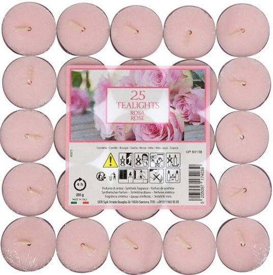Teelichter Mit Duft Rose In Rosa Farbe Bis Zu 4 Stunden Dauer 25 Stück