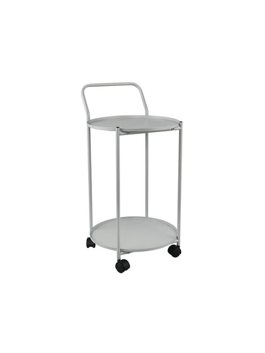 Round Side Table Edda with Wheels Grey L39xW39xH68cm