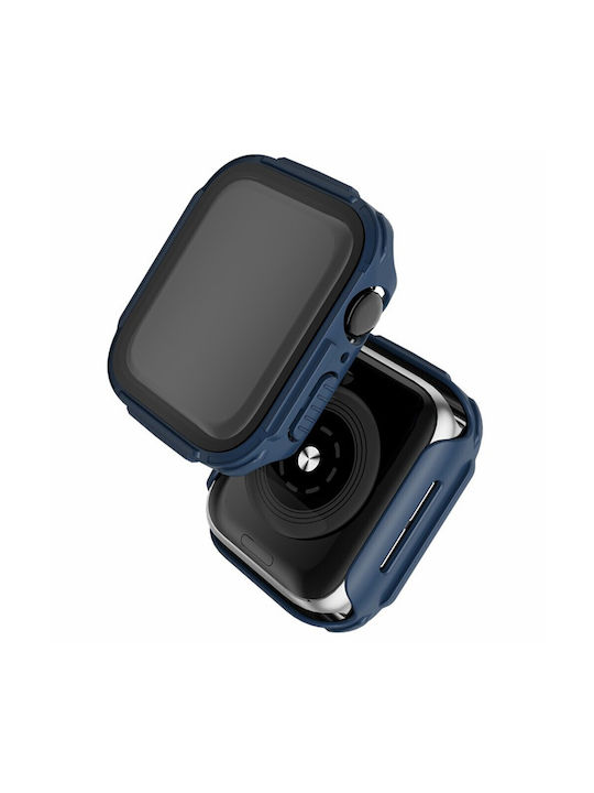 360 Schutzhülle Plastikhülle mit Glas in Blau Farbe für AppleWatch Serie 7/8/9 45mm