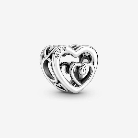 Pandora Metallic Pendant Motif for Jewelry in Shape Heart from Silver
