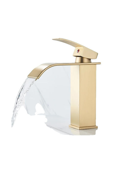Mixing Waterfall Sink Faucet Gold