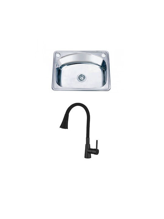 Inter Ceramic Drop-In Мивка Inox Ш62xД48см Черен