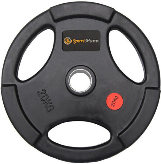Sportmann Δίσκος Λαστιχένιος 1 x 20kg Φ51mm με Λαβές