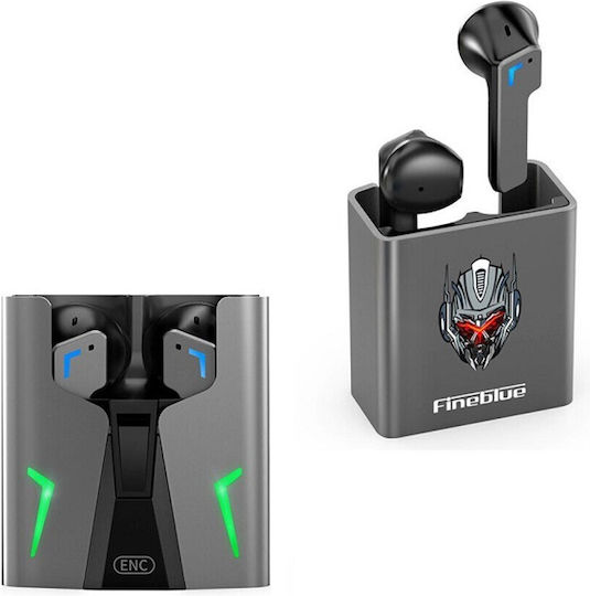Fineblue KINGKONG Earbud Bluetooth Handsfree Ακουστικά με Θήκη Φόρτισης Γκρι