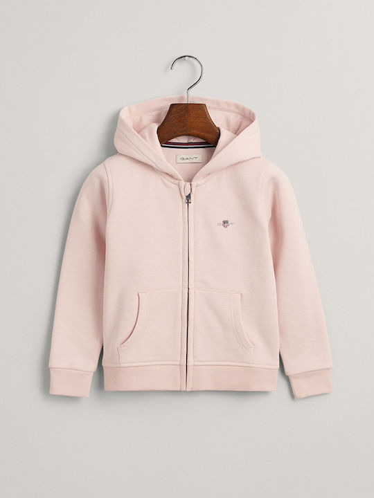 Gant Cardigan pentru copii din material frotirat cu glugă LightPink