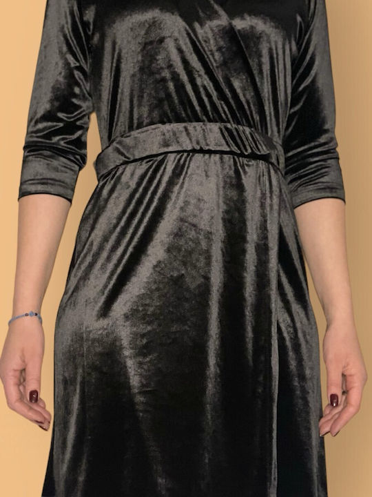 Innocent Mini Evening Dress Velvet Wrap Black