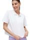 DKNY Women's Polo Blouse Short Sleeve White