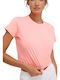 DKNY Women's Athletic Blouse Short Sleeve Coral