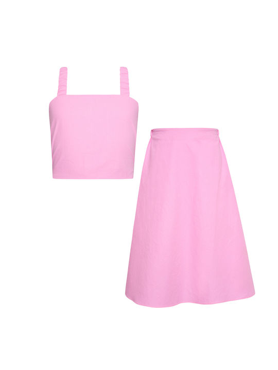 Two In A Castle Kids Set with Skirt Summer 2pcs Pink