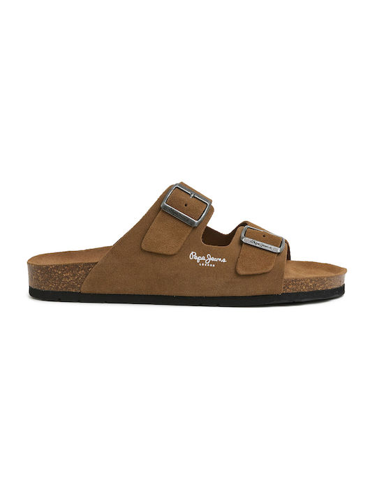 Pepe Jeans Leder Herrensandalen in Braun Farbe