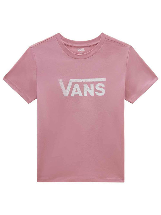 Vans Short Sleeve Women's Blouse with V Neckline Pink