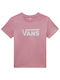 Vans Women's Blouse Cotton Short Sleeve with V Neck Pink