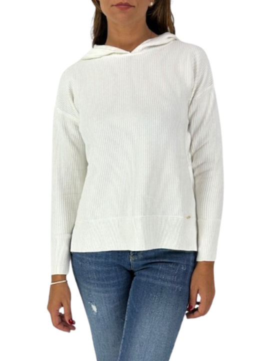 Fracomina Damen Langarm Pullover mit Kapuze Beige