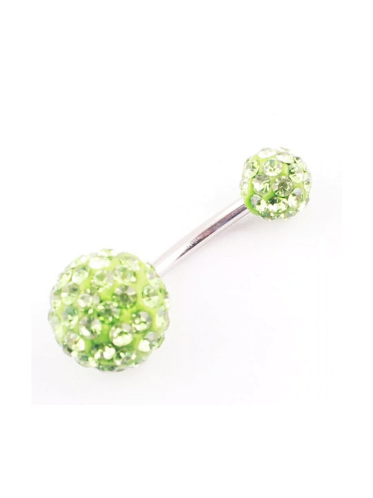 Belly button earring green ,surgical steel hypoallergenic