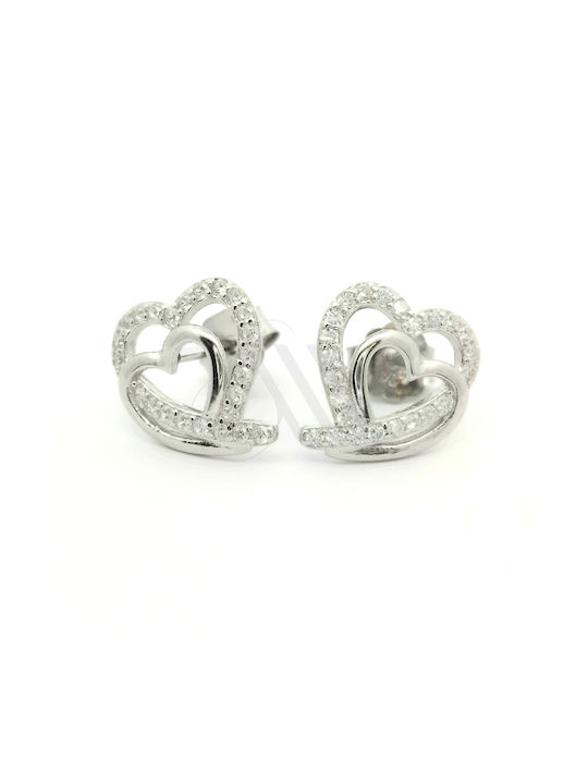 Earrings Hearts White Silver 925