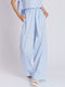 Collectiva Noir Women's High-waisted Cotton Trousers with Elastic Striped Light Blue