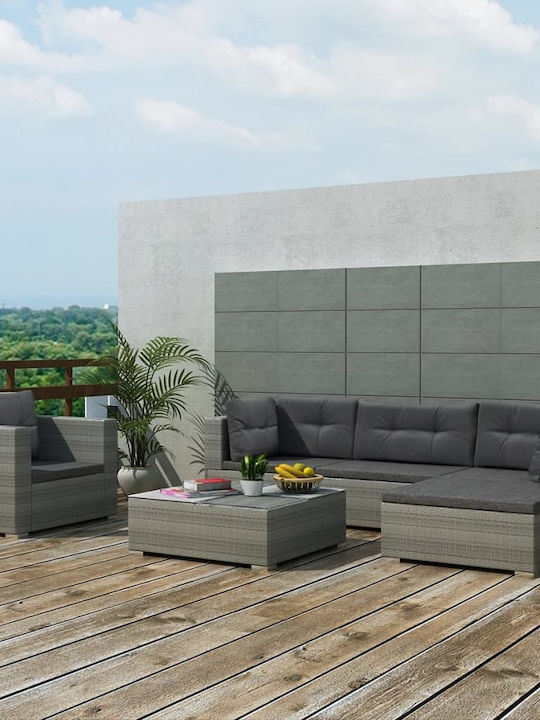 Set Outdoor Lounge Grey with Pillows 6pcs