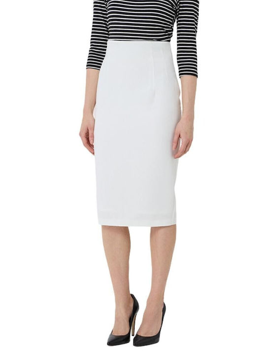 Desiree Pencil High Waist Midi Skirt in White color