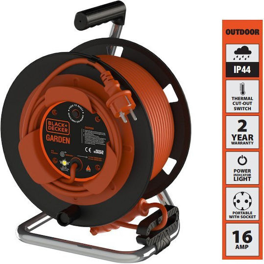 Black & Decker 1 Platz mit Kabel 52m Durchmesser 2 x 1.5mm² Schwarz