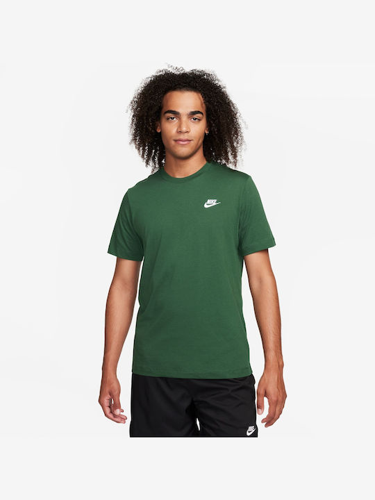 Nike Club Bluza Sportivă pentru Bărbați cu Mânecă Scurtă Verde