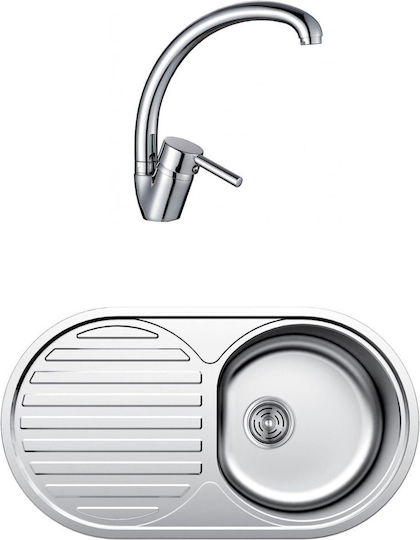 Inter Ceramic Icf Drop-In Кухненски Мивка Inox със Смесител Дължина 79xШирина 44см Сребрист