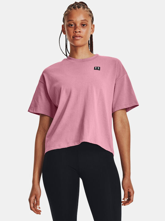 Under Armour Logo Women's Athletic T-shirt Polka Dot Pink Elixir